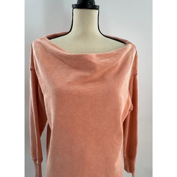 Pilcro Anthropologie Orange Coral Top Cowl Neck Slouchy Long Sweatshirt S M - Picture 1 of 9